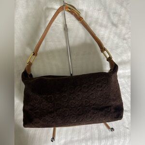 Celine C Macadam  brown suede  shoulder bag